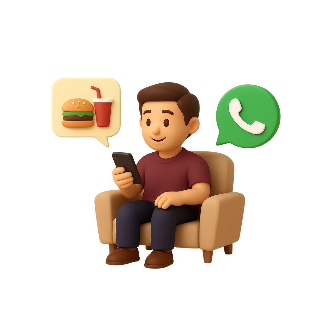 Cliente ordenando comida por WhatsApp y siendo atendido por el cajero IA de Appio